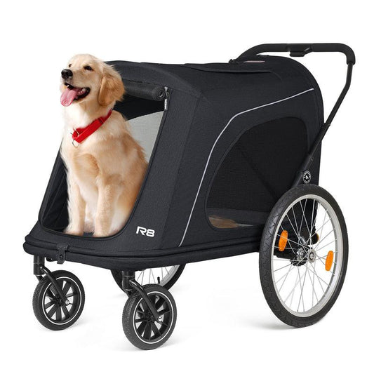 Beberoad | R8 PRO 4-Wheeler | Foldable Pet Stroller & Dog Bike Trailer | Large Dogs up to 45kg | Black R8-PRO-B Pets Own Us