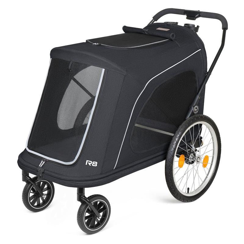  Beberoad | R8 PRO  4-Wheeler | Foldable Pet Stroller & Dog Bike Trailer |  Large Dogs up to 45kg | Black  R8-PRO-B Pets Own Us