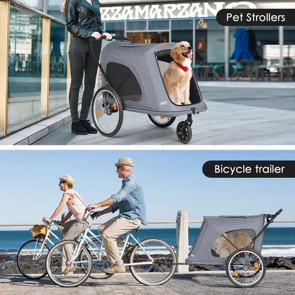 Beberoad R8 Foldable Pet Stroller & Dog Bike Trailer | > 45 kgs | Grey  R8-GRY Pets Own Us